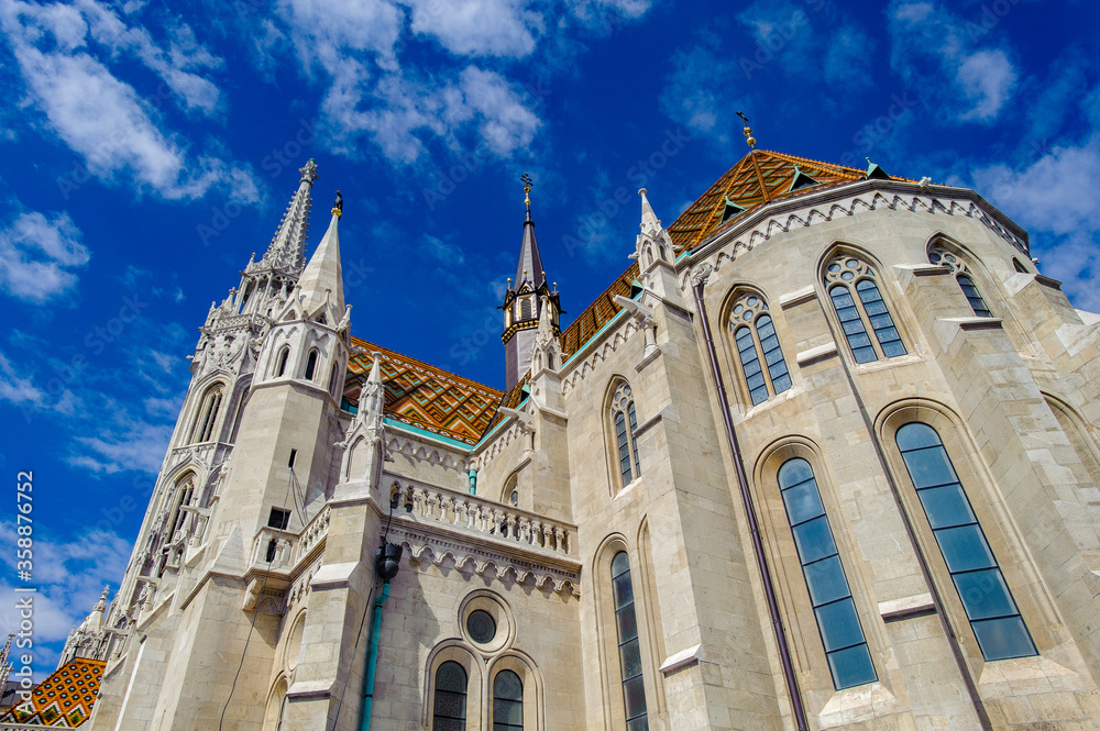 It's Close view of the Matthias Church, Budapest. Hungary