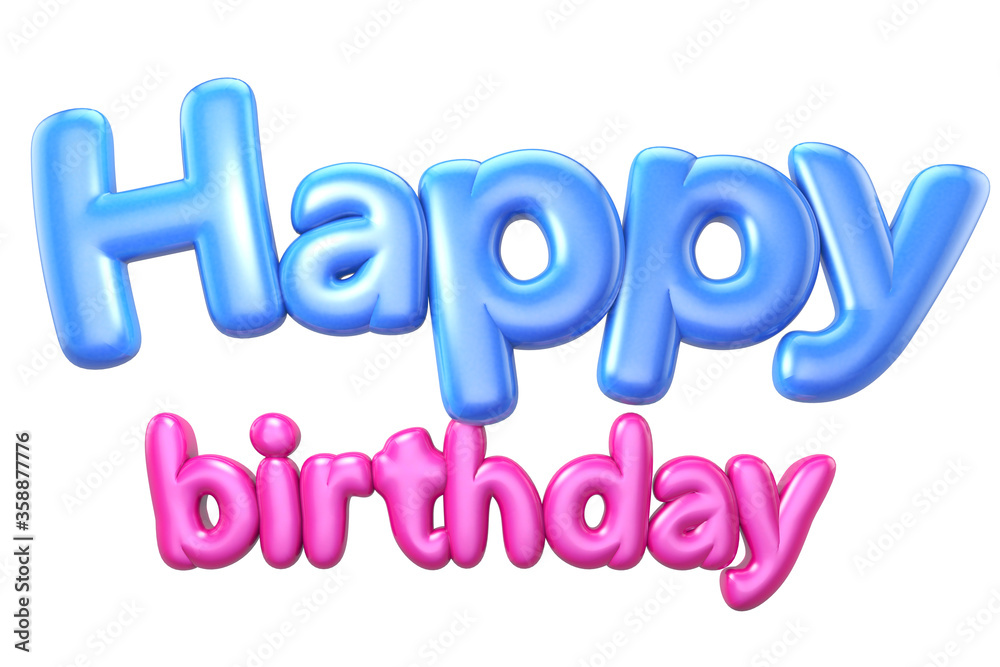 Happy Birthday - text isolated 3d Render glossy realistic. Happy Birthday - text isolated 3d Render glossy realistic.
