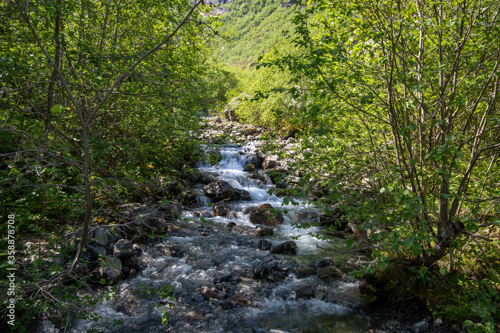 Obraz premium norway, nature, landscape, mountain, travel, tourism, water, blue, sky, beautiful, summer, scenery, scandinavia, europe, north, outdoor, sea, scenic, view, norwegian, fjord, lake, panorama, nordic, oc