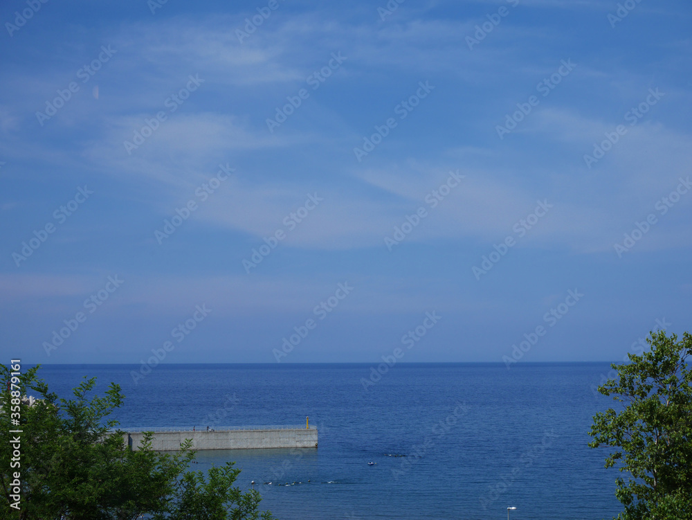 Blue sea and blue sky in summer