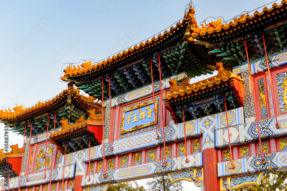 It's Decorated Paifang at the Summer Palace complex, an Imperial Garden in Beijing. UNESCO World Heritage.