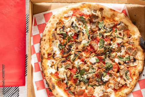 Pizza in a carryout box