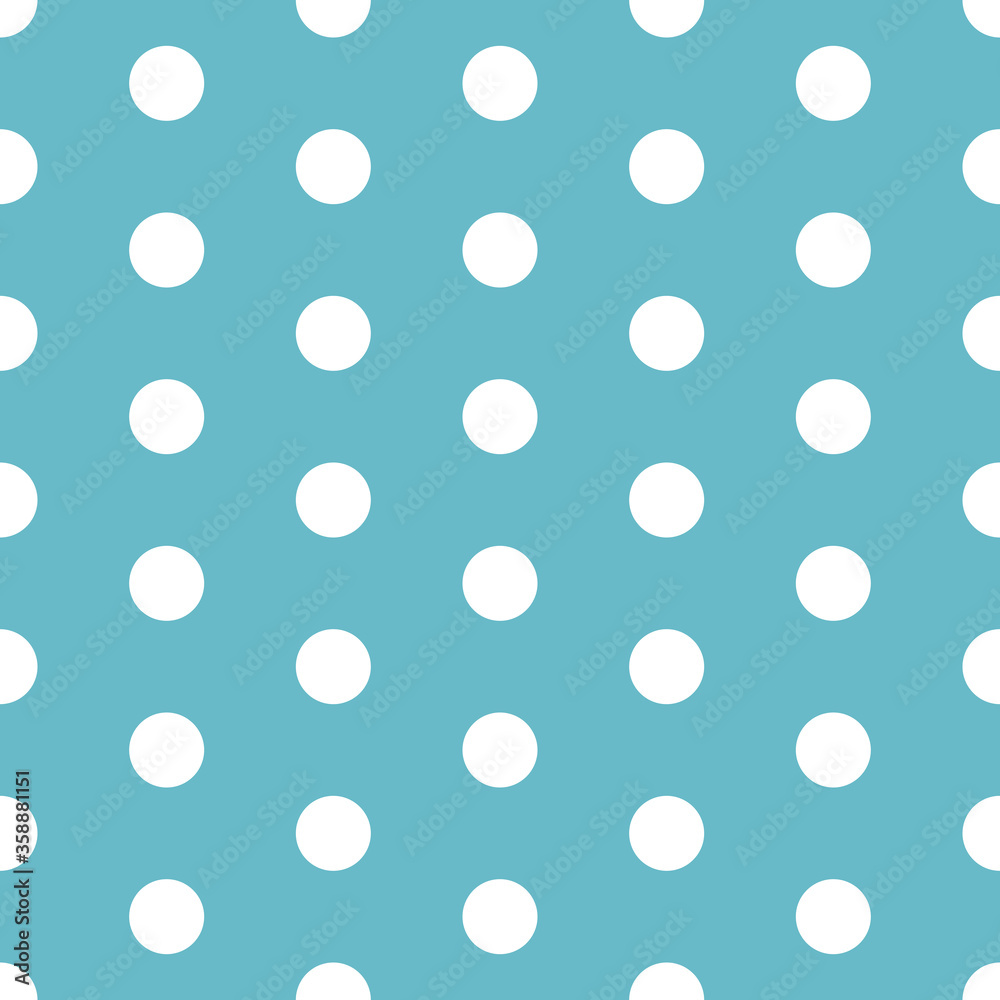 White Polka Dot on Blue Background