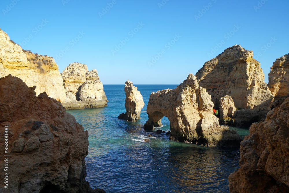 Fototapeta premium Ponta da Piedade, a very picturesque coastal stretch in Lagos in the Algarve