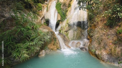 Blue waterfall in Rishikesh, India