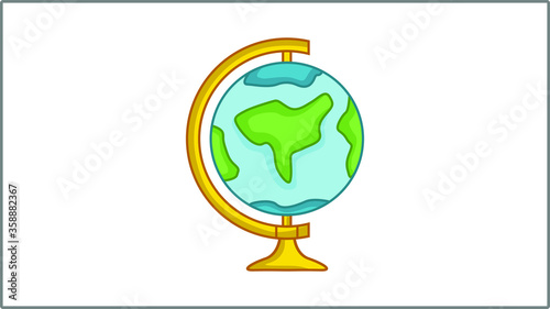 Vector Flat Globe icon. Earth Illustration. Continents Drawing.	
