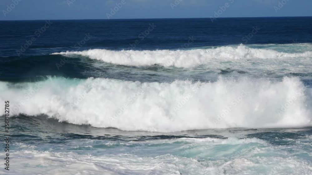 Huge Waves With Blue Water Of The Atlantic Ocean Huge Waves With Blue Water Of The Atlantic Ocean