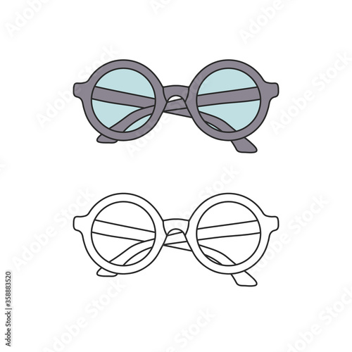 Vector hand-drawn outline isolated pair of glasses