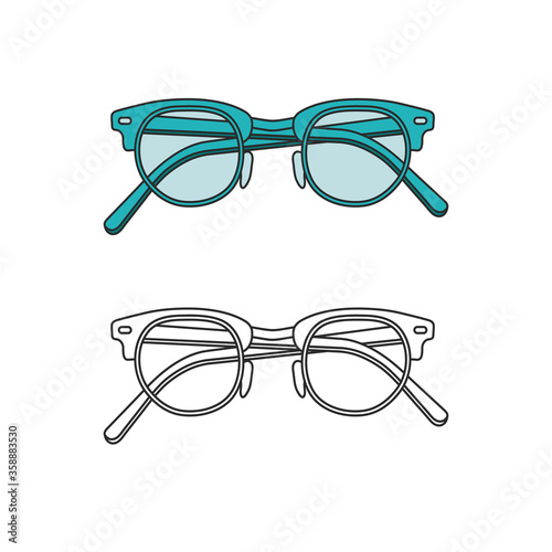 Vector hand-drawn outline isolated pair of glasses