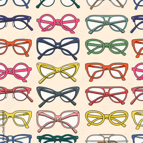 Vector seamless pattern with glasses and sunglasses