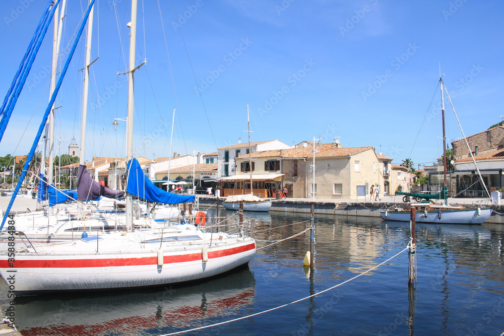 Marina of Marseillan, one of the picturesque villages on the Etang de Thau in Languedoc-Roussillon, France

