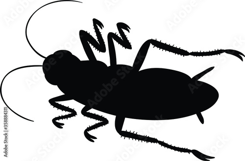 Vector Cartoon Dead Cockroach Silhouette