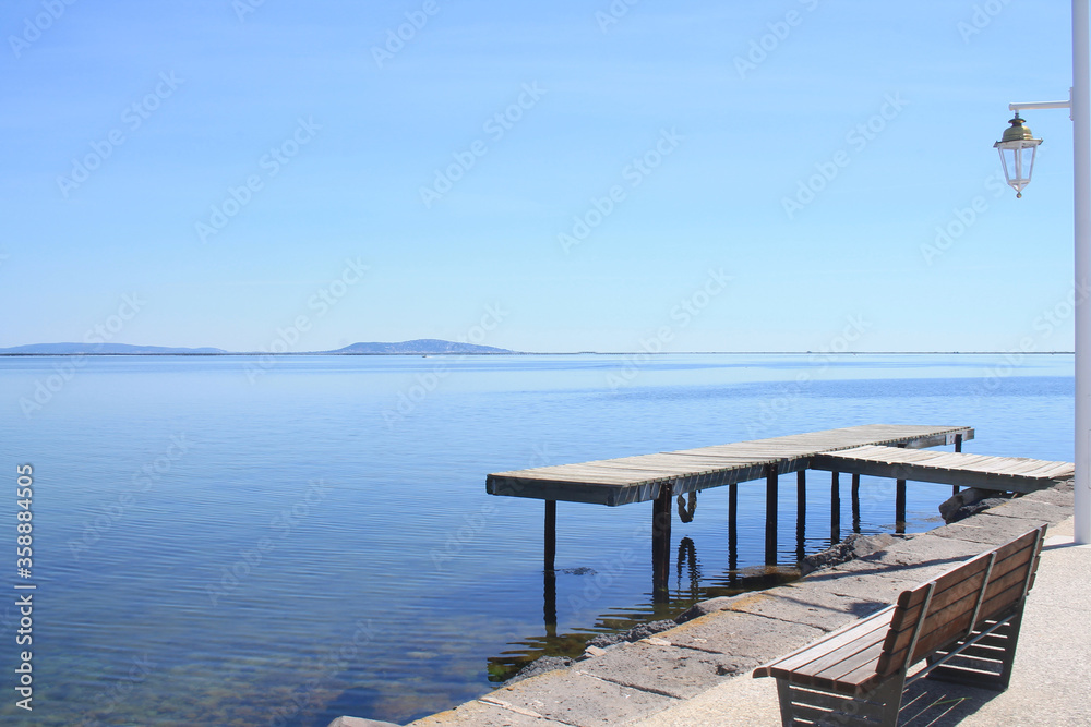 Fototapeta premium Etang de Thau, a large lagoon near Sete in Herault department, France 