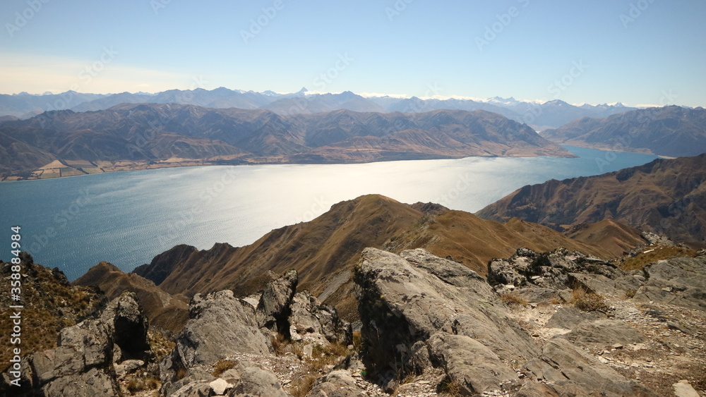 breast hill summit lake hawea view