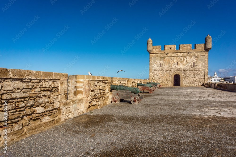 Obraz premium Ancient City of Essouira in Morocco, Inner city, fortifications and fragments of the walls and towers.Taken in Dec 7 2019.