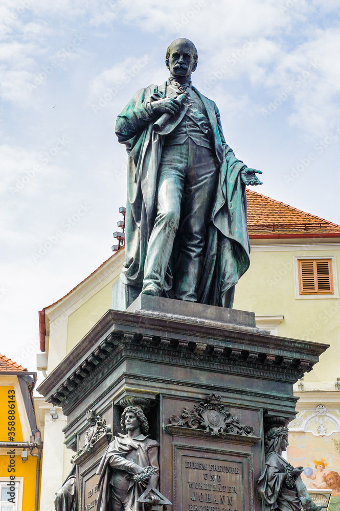 It's Monument in the downtown in Graz, Austria. Graz is the capital of federal state of Styria and the second largest city in Austria