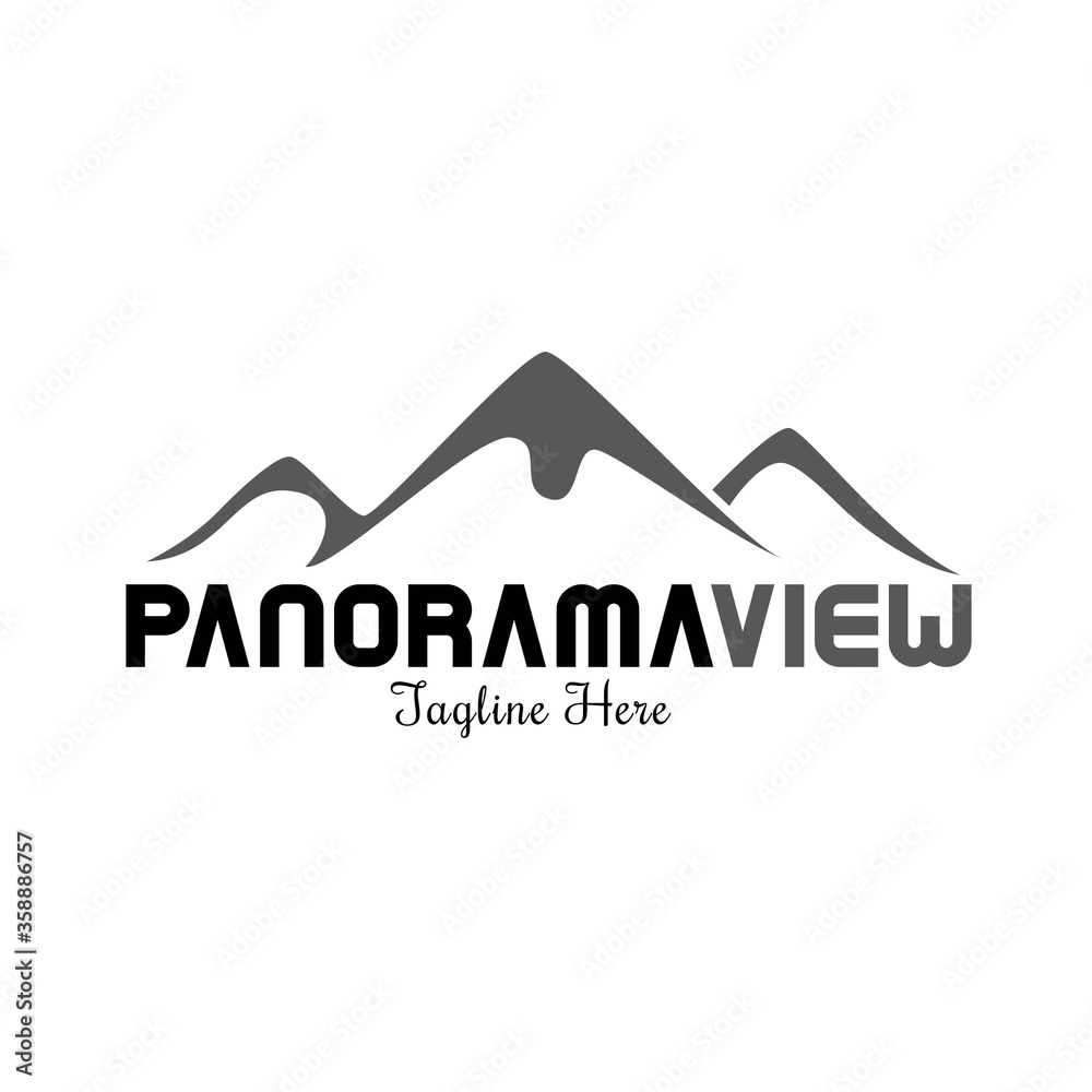 Minimalist Landscape Hills Mountain Peaks Vector logo design Minimalist Landscape Hills Mountain Peaks Vector logo design