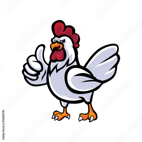 Rooster thumbs up mascot illustration © SharktaleStudio