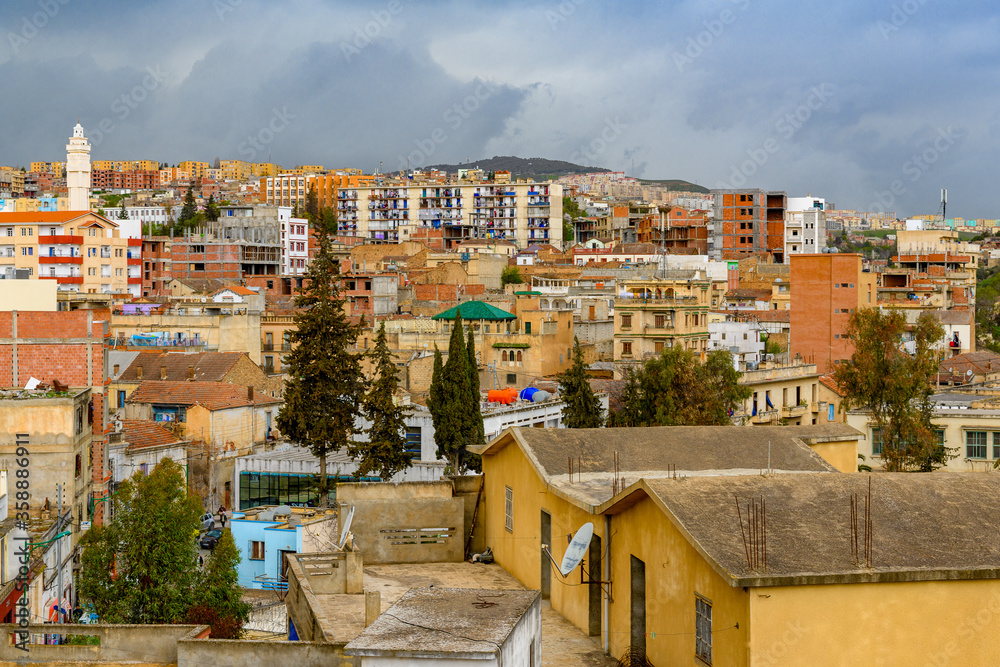 Aerial panorama of Souk Ahras, the city in Algeria