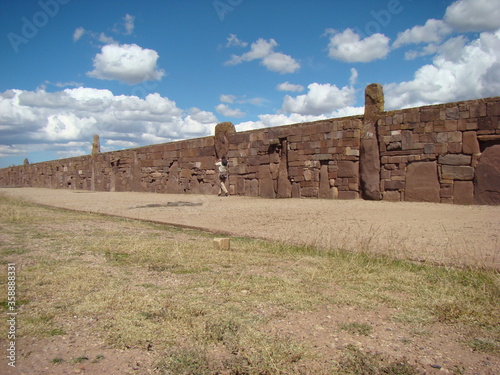 Kalawassaya temple at ancient preinca ruins of Tiahuanaco (Tiwanaku) - Bolivia