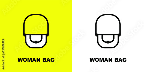 Women's bags. Black white vector illustration.