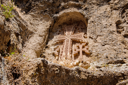 It's Monastery of Geghard, unique architectural construction in the Kotayk province of Armenia. UNESCO World Heritage photo