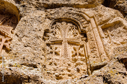 It's Monastery of Geghard, unique architectural construction in the Kotayk province of Armenia. UNESCO World Heritage photo