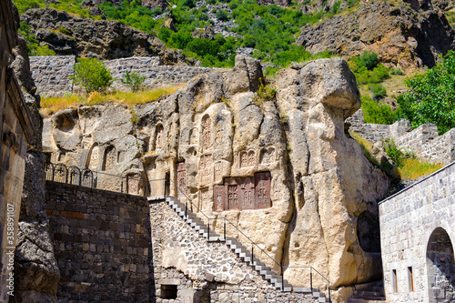 It's Stone figure near the Monastery of Geghard, unique architectural construction in the Kotayk province of Armenia. UNESCO World Heritage photo