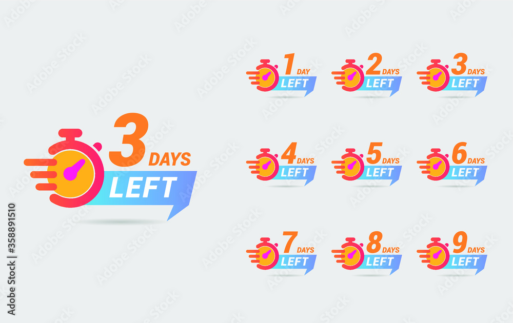 Number days left countdown vector illustration template. EPS 10