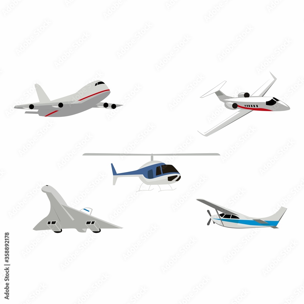 Vector illustration of an airplane on a white background. airplanes and helicopters. Vector illustration of an airplane on a white background. airplanes and helicopters.