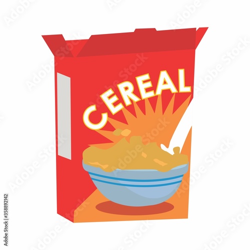 Vector cereal box with a dominant red color.
