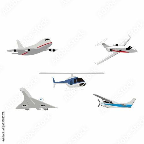 Vector illustration of an airplane on a white background. airplanes and helicopters.