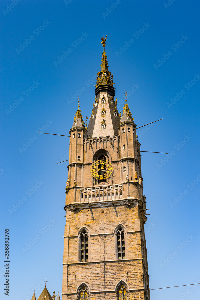 It's Belfry of the historic part of Ghent, Belgium.