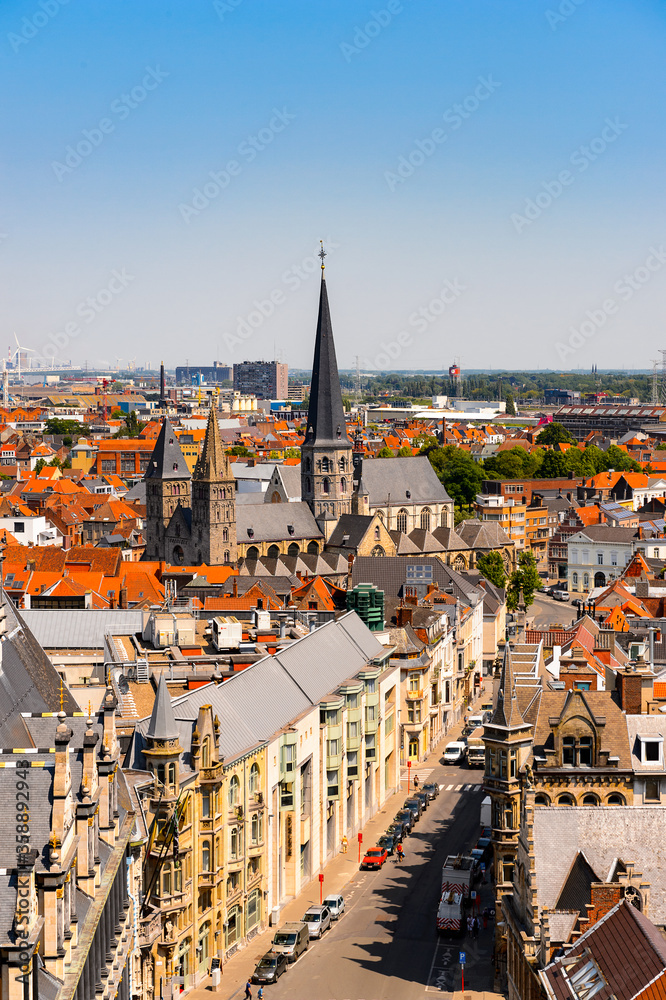 Fototapeta premium It's Aerieal view of the historic part of Ghent, Belgium.