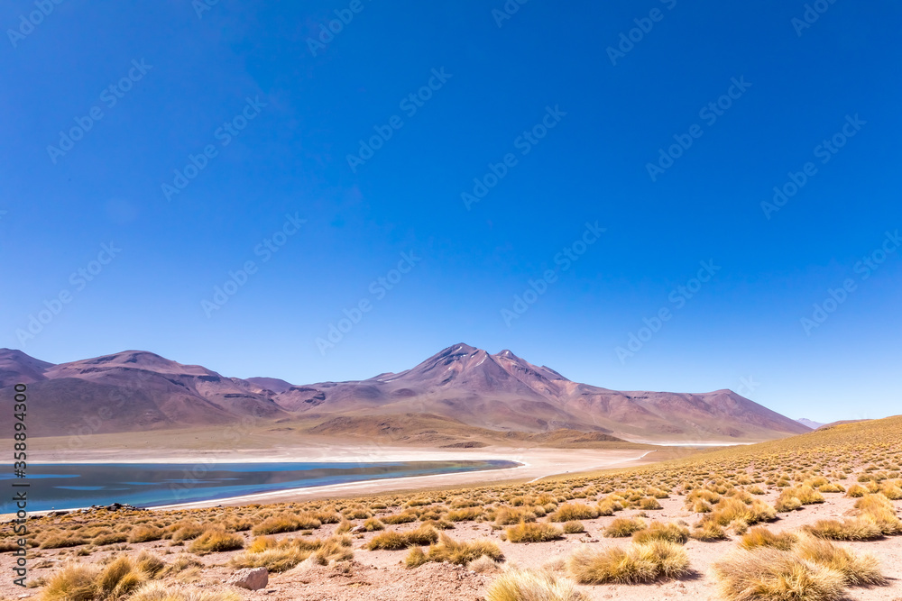Lagunas Altiplanicas, Miscanti y Miniques, amazing view at Atacama Desert. Chile.