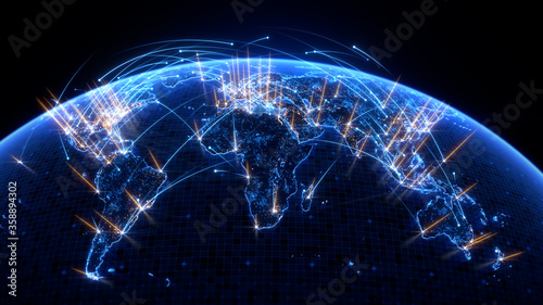 Global Network Connection. Loopable Moving Image. World Map Courtesy of NASA ©  ty_cgi_stock