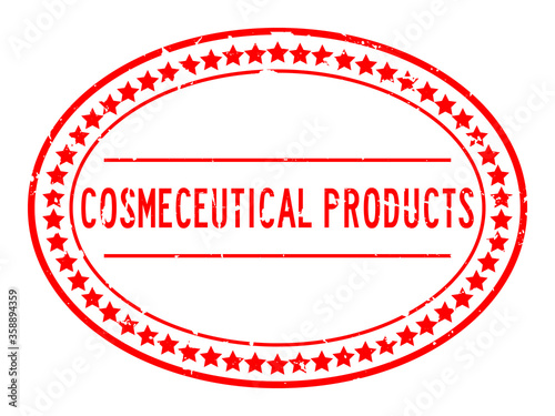 Grunge red cosmeceutical word rubber seal stamp on white background