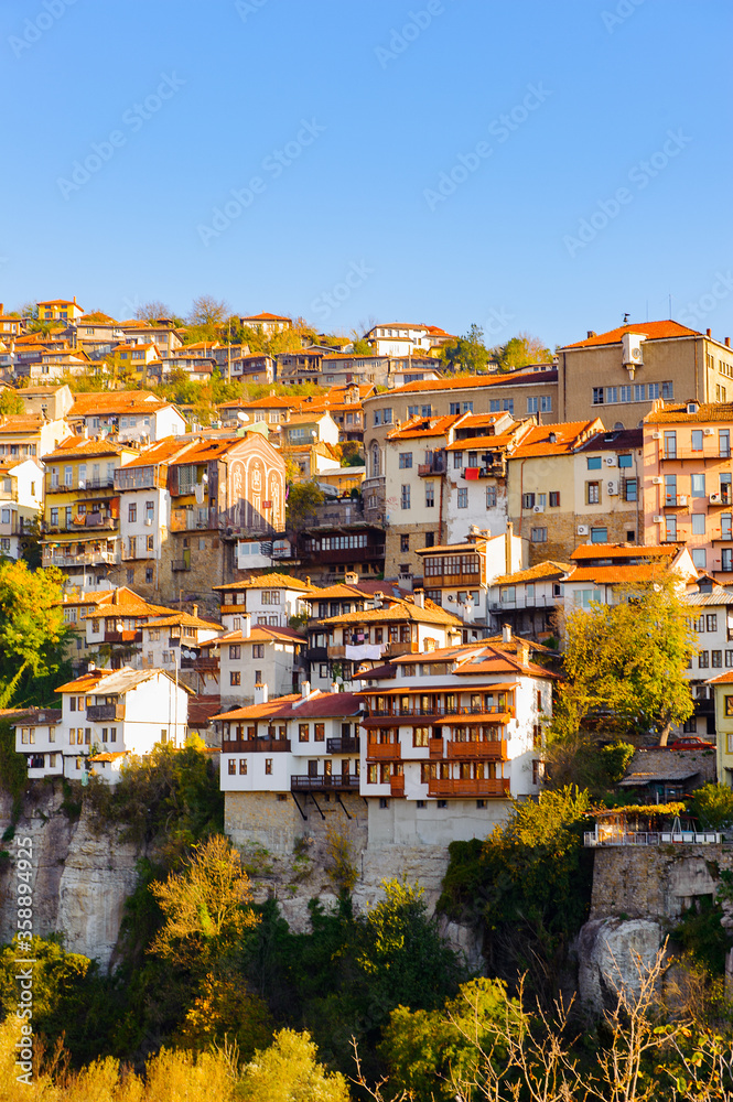 Houses on the hill in the city Veliko Trnovo, Bulgaria