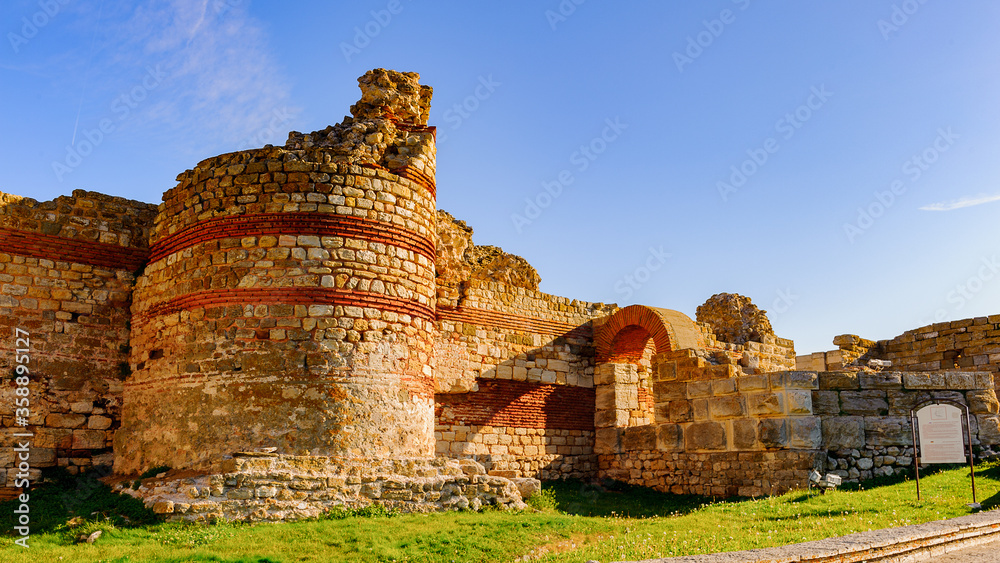 Fortifications at the entrance of Nesebar, ancient town on the Bulgarian Black Sea Coast