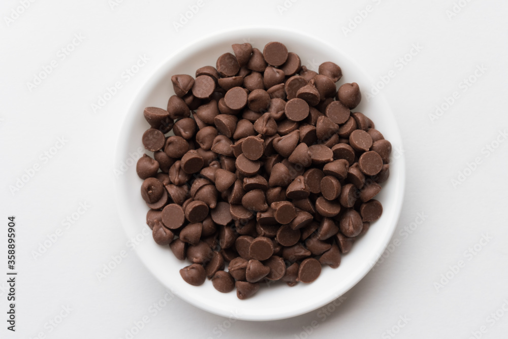 Milk Chocolate Chips in a Bowl