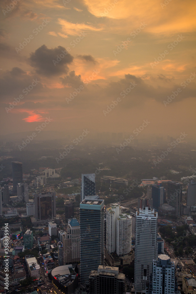 Fototapeta premium Evening view of a skyline of Kuala Lumpur, Malaysia