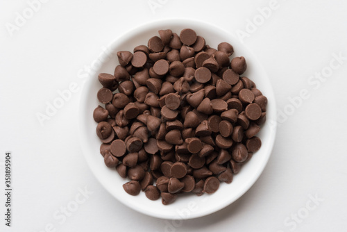 Milk Chocolate Chips in a Bowl