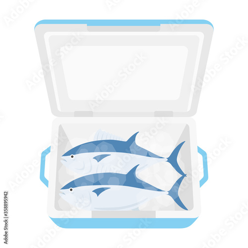 クーラーボックスに入ったマグロのイラスト