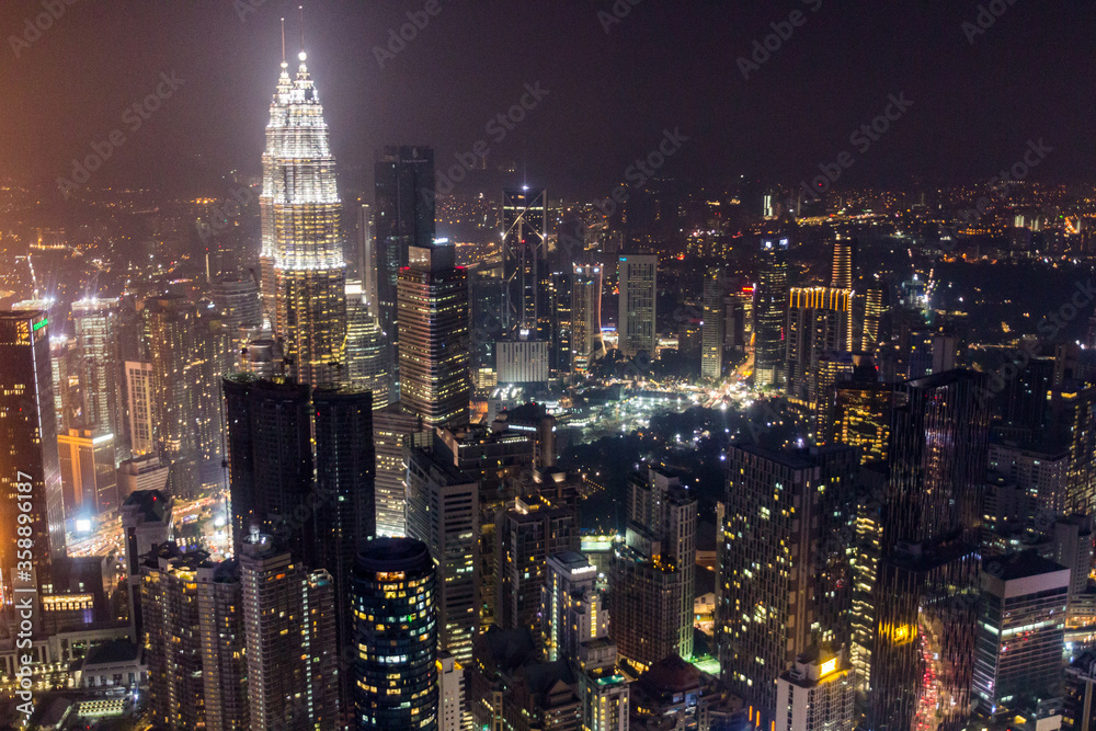 Night skyline of Kuala Lumpur, Malaysia