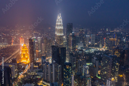 Evening view of a skyline of Kuala Lumpur  Malaysia