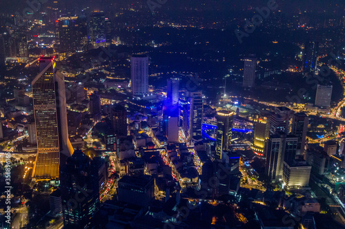 Photography Night aerial view of Kuala Lumpur, Malaysia
