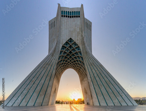 TEHRAN, IRAN - APRIL 2, 2018: Sunset view of Azadi Tower (Freedom Tower) in Tehran. photo