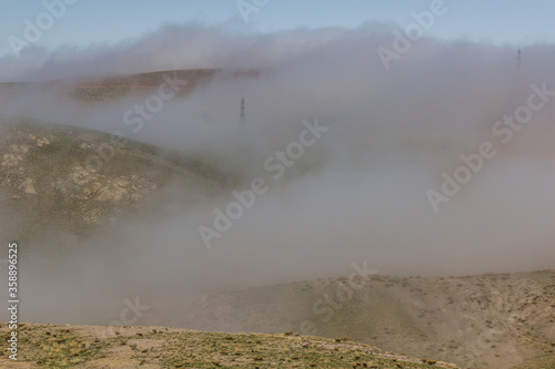 Misty landscape of Alamut valley in Iran