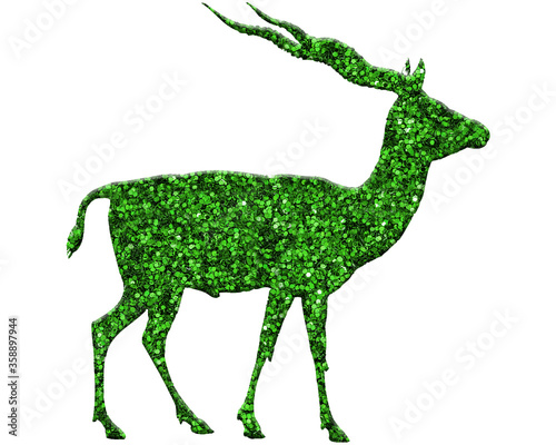 Reindeer Moose Glitter  Antler Deer Green illustration on white background