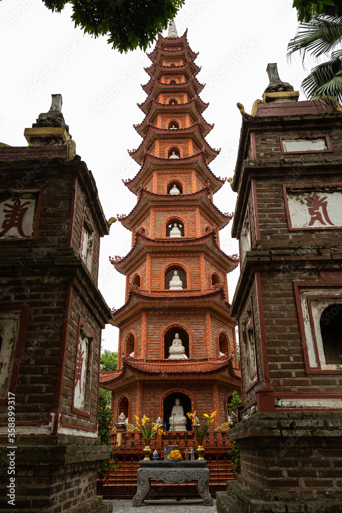 Tall tower of Tran Quoc Pagoda Hanoi, Vietnam